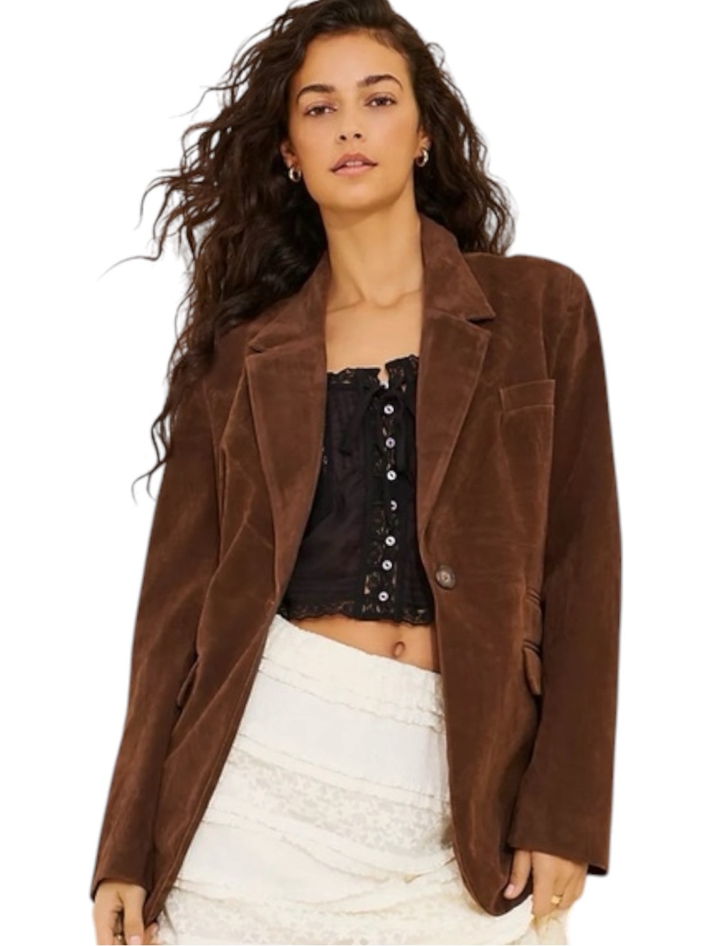Free People Paper Cut Vegan Suede Blazer